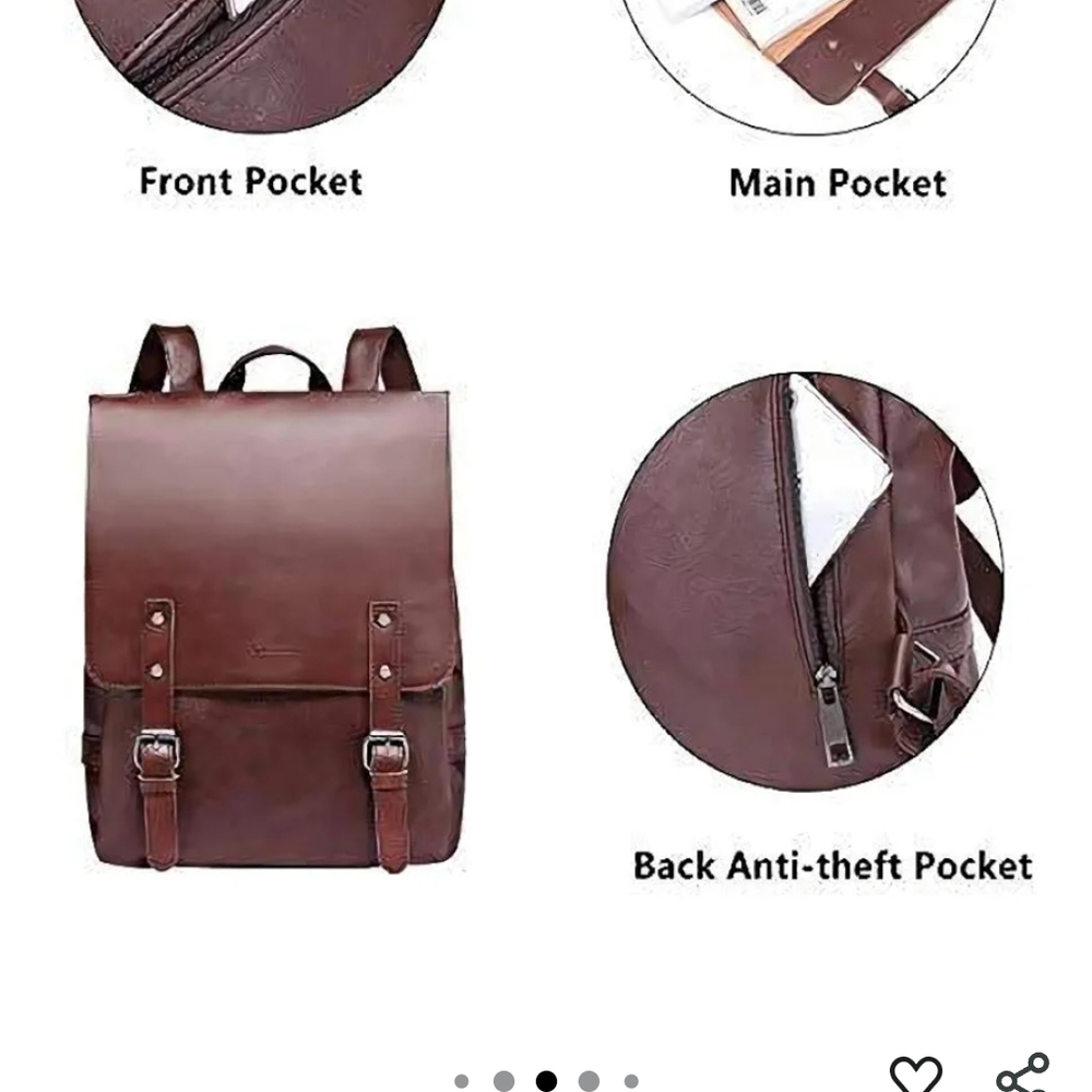 Elegant Brown Leather Backpack - Picture 10 of 10